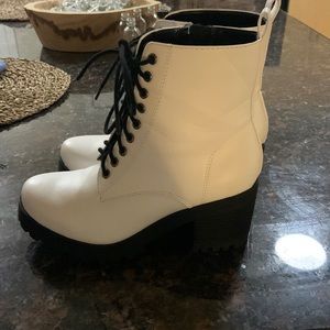 White combat boots